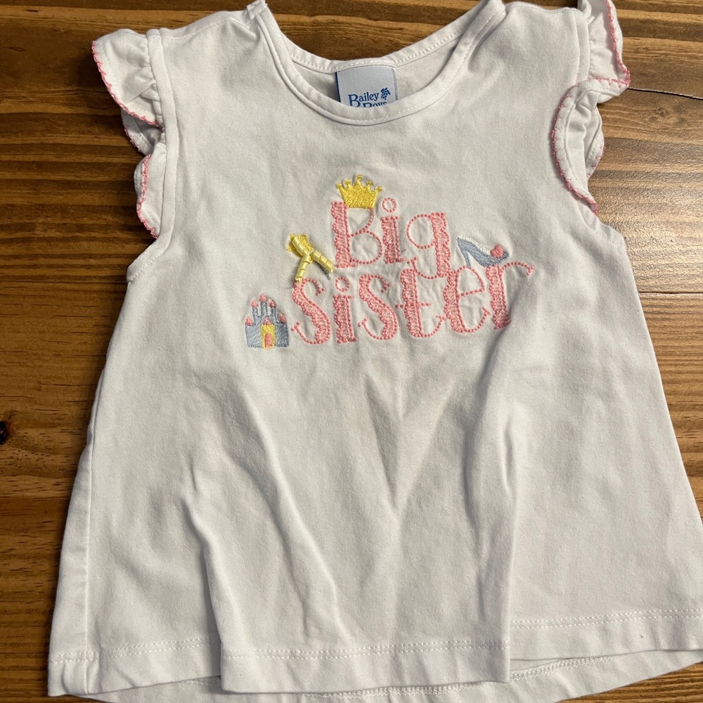 Baby Essentials White and Yellow Short Sleeve Tee with Ruffle Sleeves